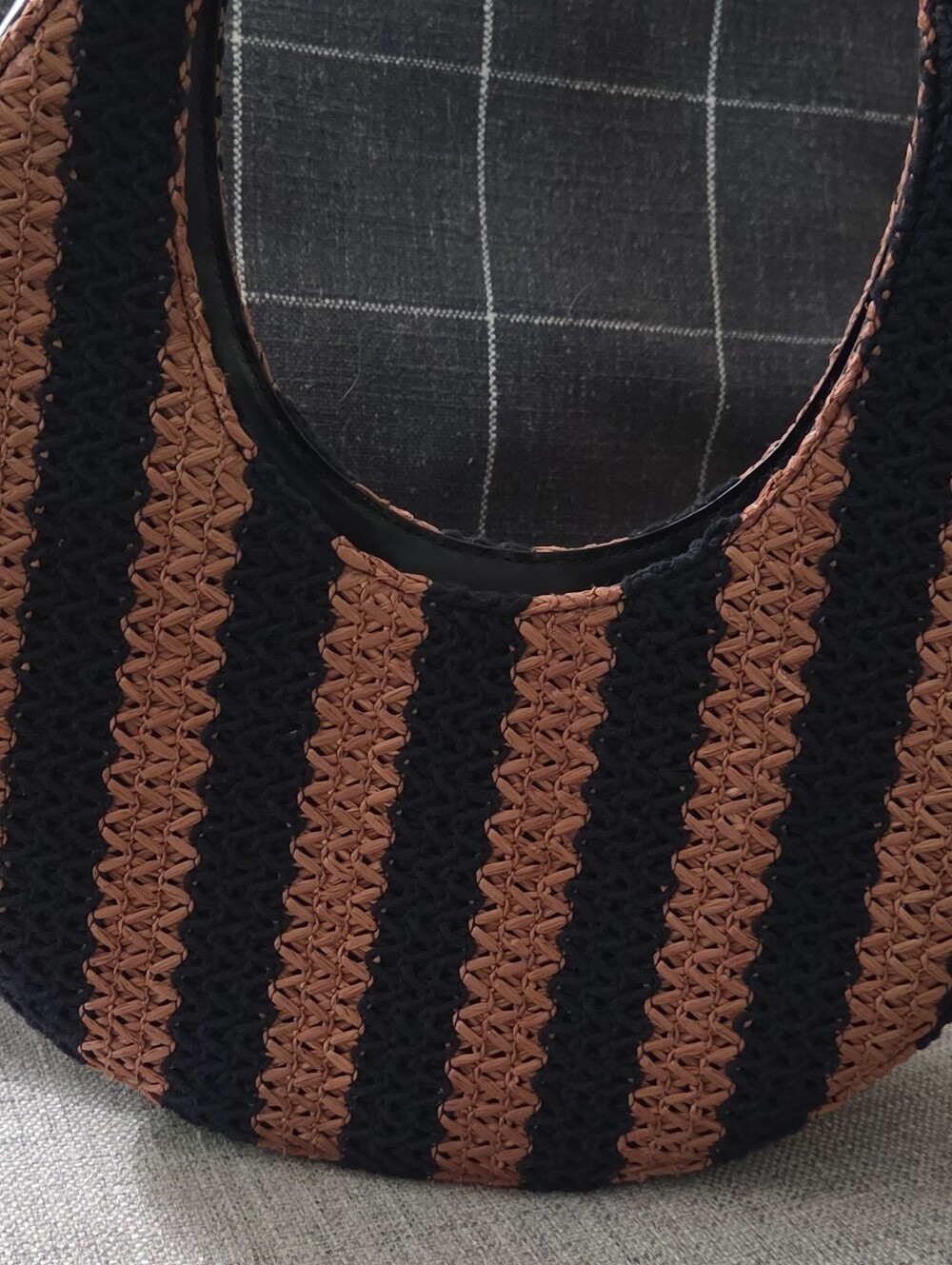 STAUD Black & Brown Striped Woven Shoulder Bag - Picture 2 of 5